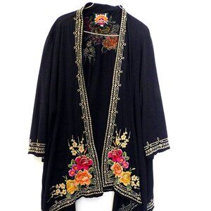 Johnny Was Black Floral Kimono 1X
